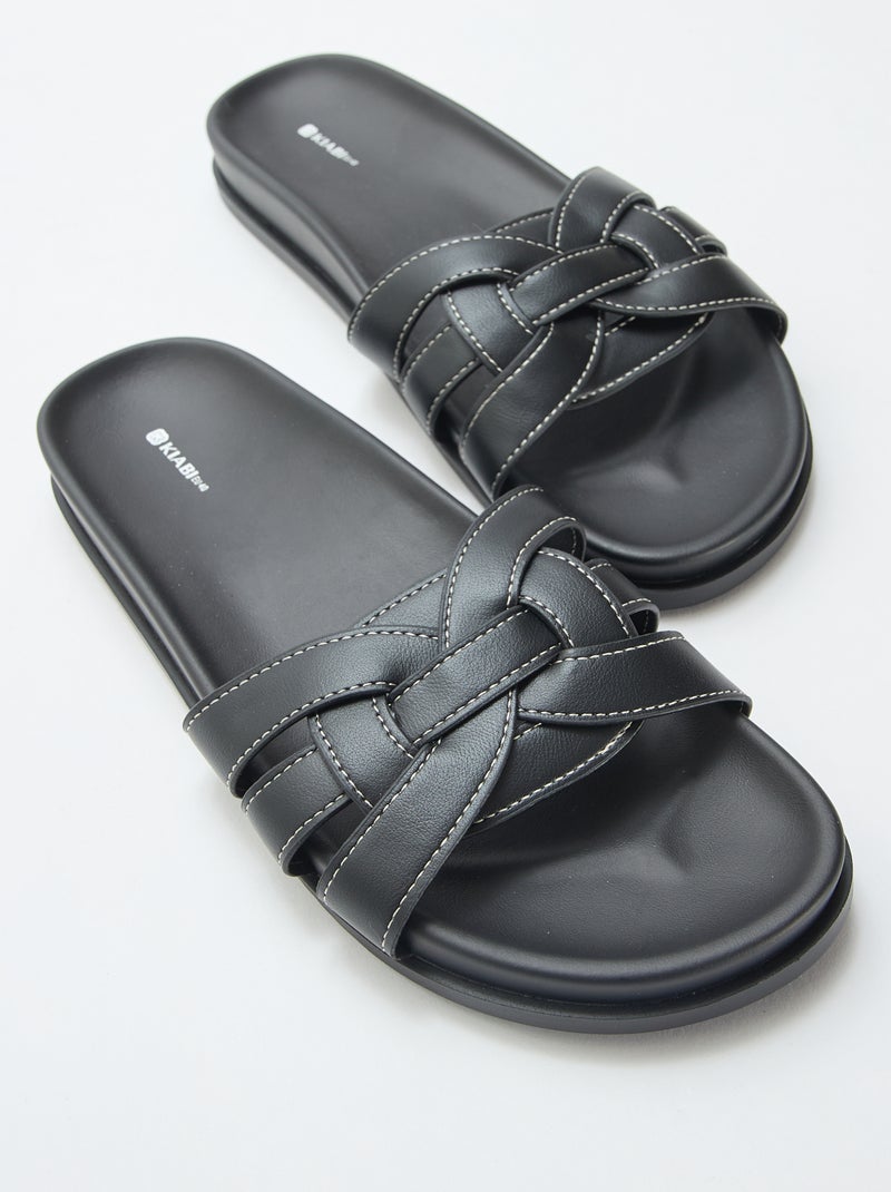 Paire de mules unies Noir - Kiabi