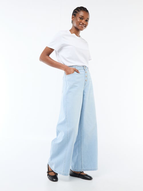 Palazzo Denim Pants with Button Details - Kiabi