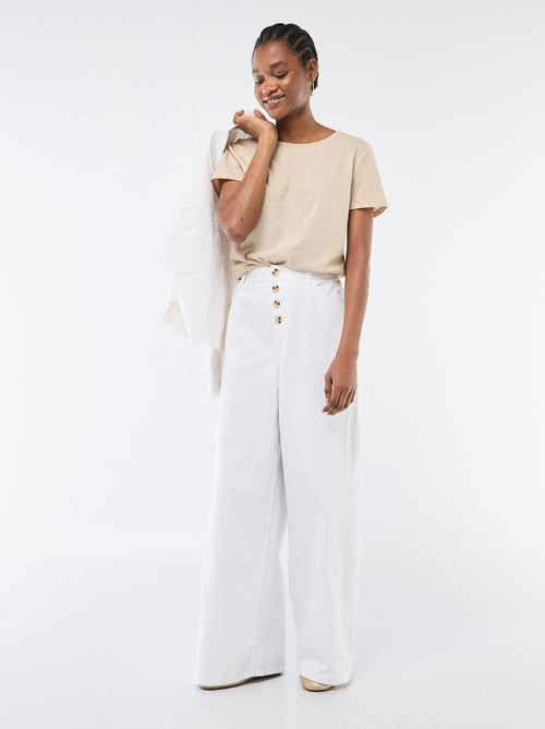 Palazzo Denim Pants with Button Details - Kiabi