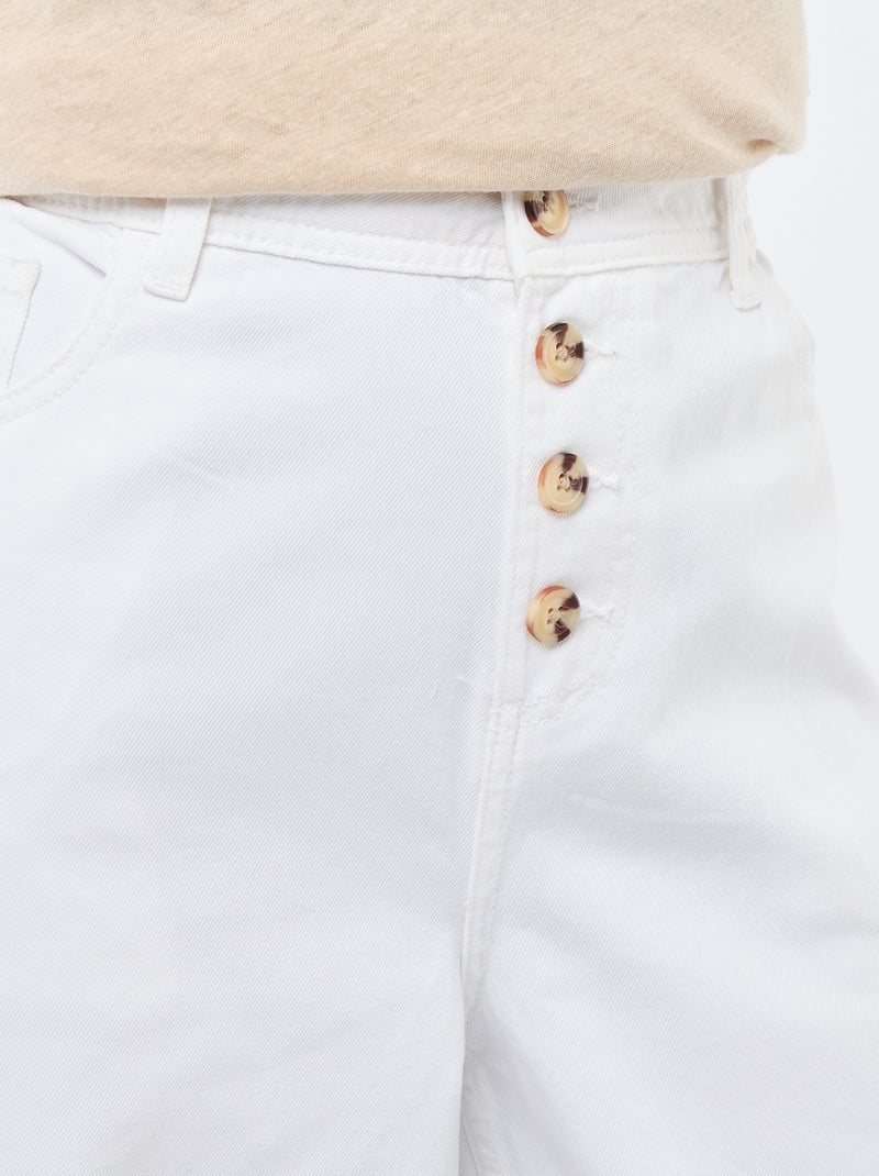 Palazzo Denim Pants with Button Details White - Kiabi