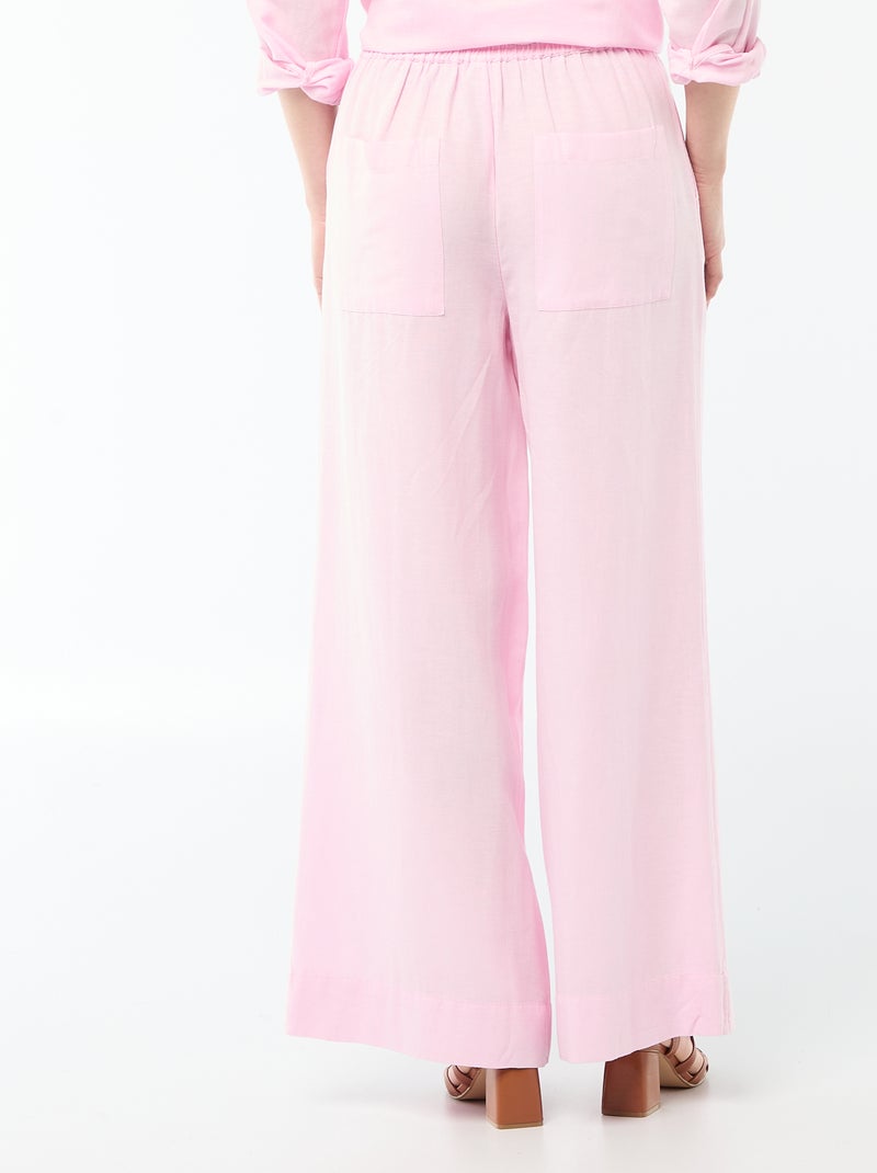 Palazzo-Hose aus Leinenmischung Rosa - Kiabi