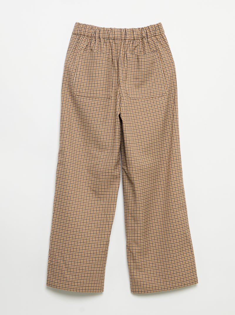 Pantalon à carreaux coupe large Marron - Kiabi