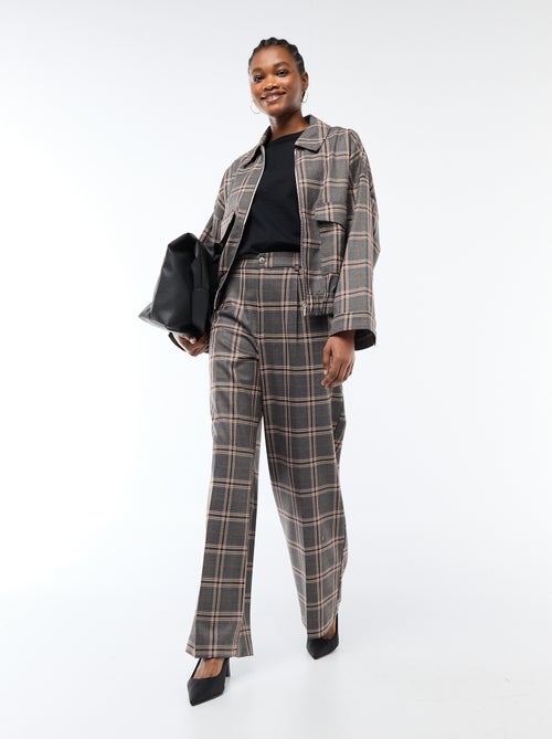 Pantalon à carreaux large fit - Kiabi