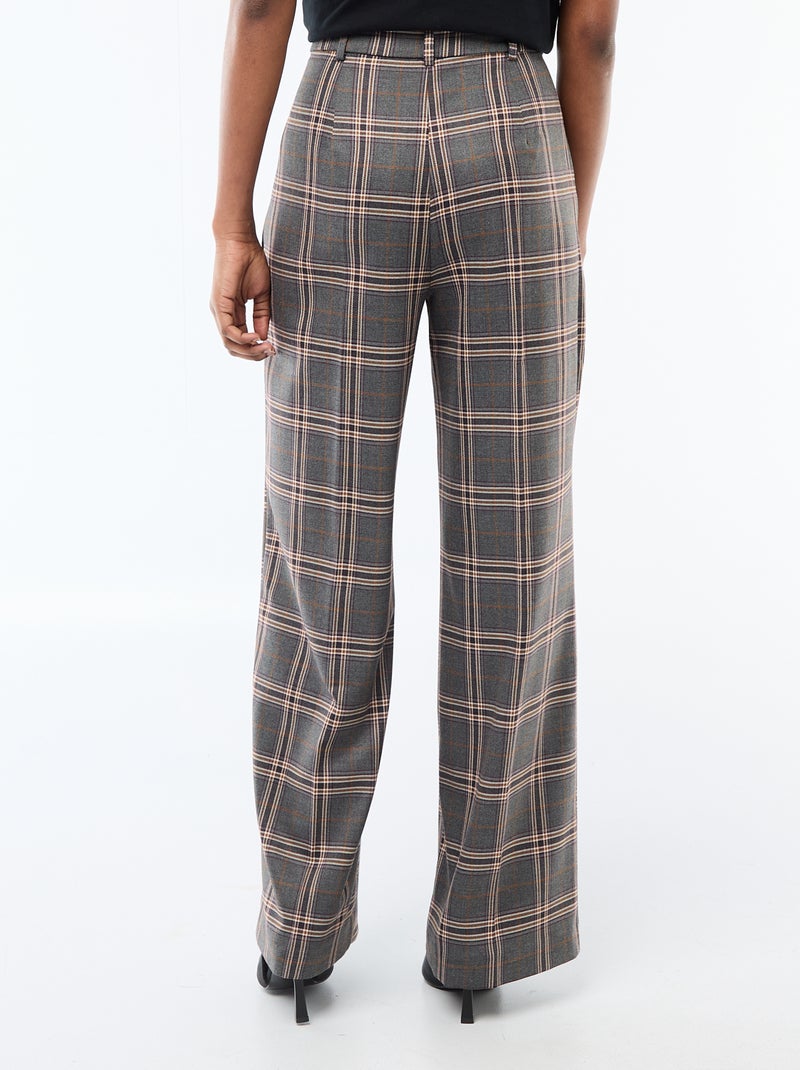 Pantalon à carreaux large fit Gris - Kiabi
