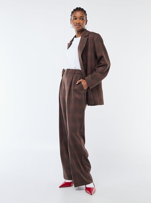 Pantalon à carreaux large fit - Kiabi