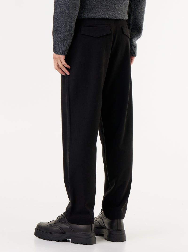 Pantalon à pinces en matière douce Noir - Kiabi
