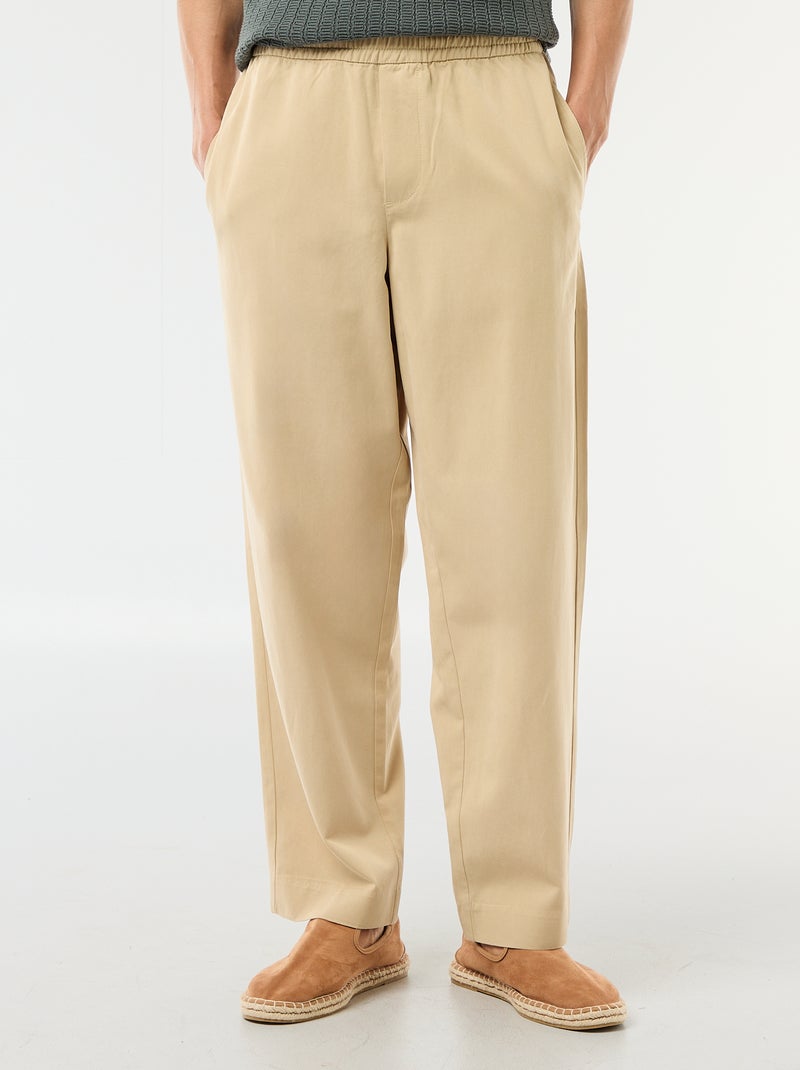 Pantalon avec ceinture élastiquée Beige - Kiabi