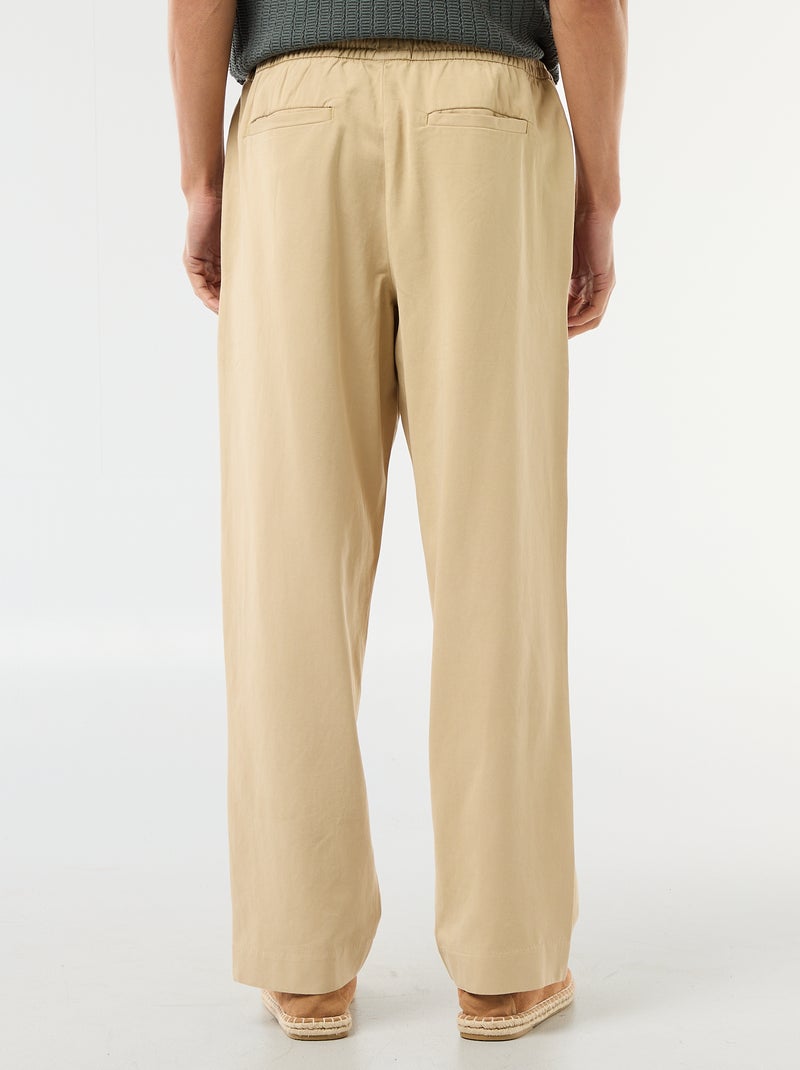 Pantalon avec ceinture élastiquée Beige - Kiabi
