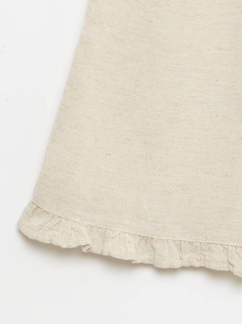 Pantalon avec volants en bas de jambe Beige - Kiabi