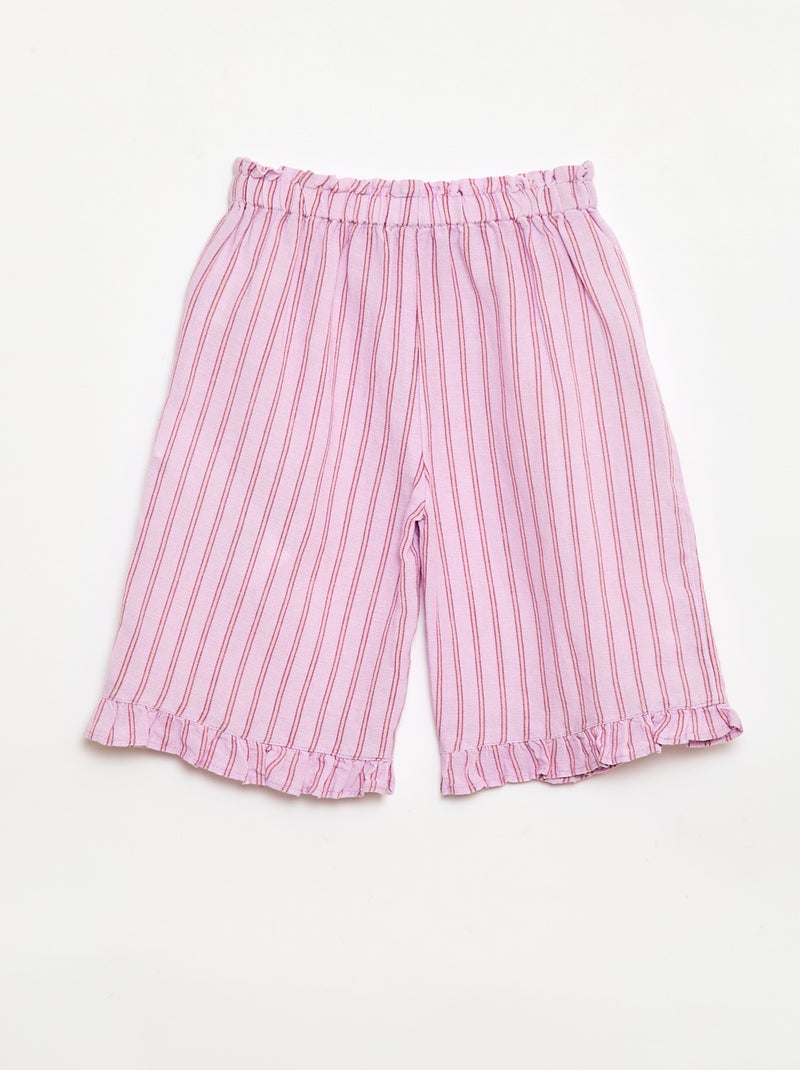 Pantalon avec volants en bas de jambe Violet - Kiabi