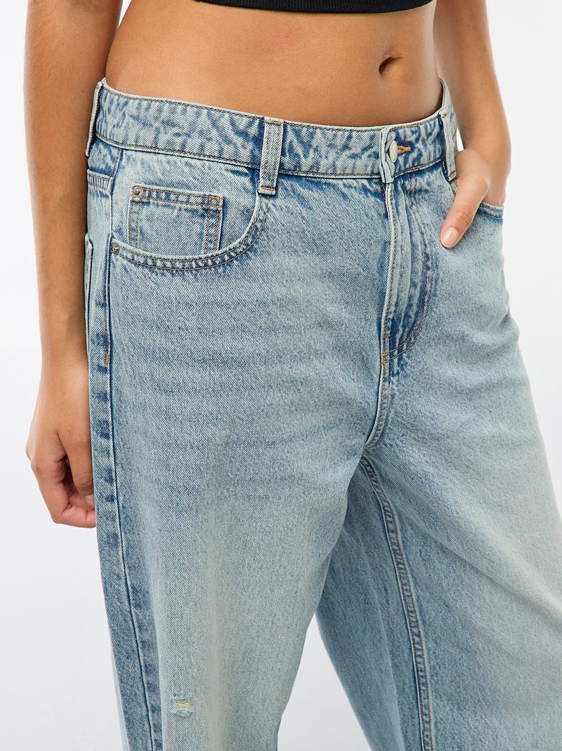 Pantalon baggy taille basse à 5 poches Bleu - Kiabi