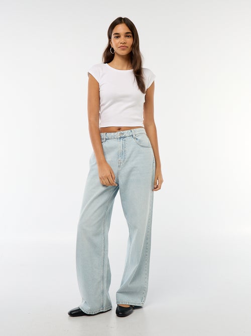 Pantalon baggy taille basse à 5 poches - Kiabi