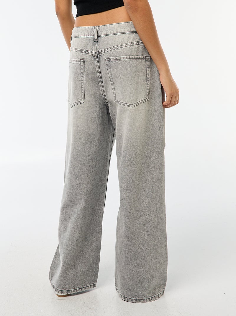 Pantalon baggy taille basse à 5 poches Gris - Kiabi