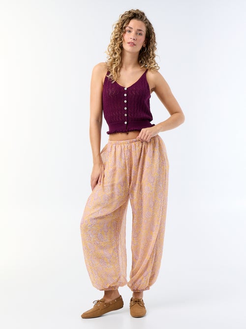 Pantalon ballon femme imprimé fantaisie - Kiabi