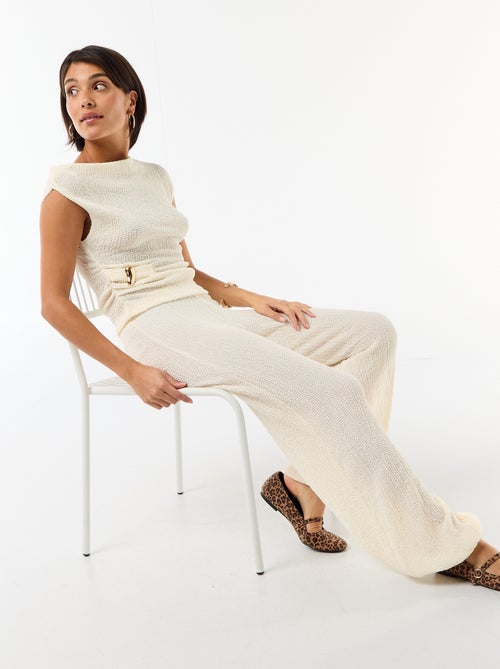 Pantalon balloon en maille crinkle - Kiabi