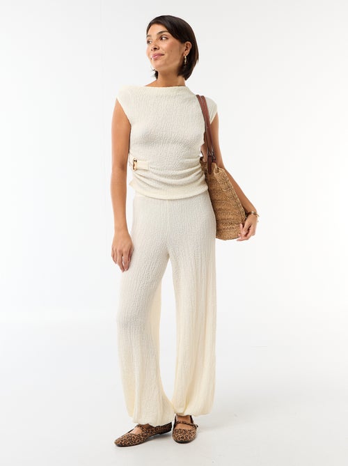 Pantalon balloon en maille crinkle - Kiabi