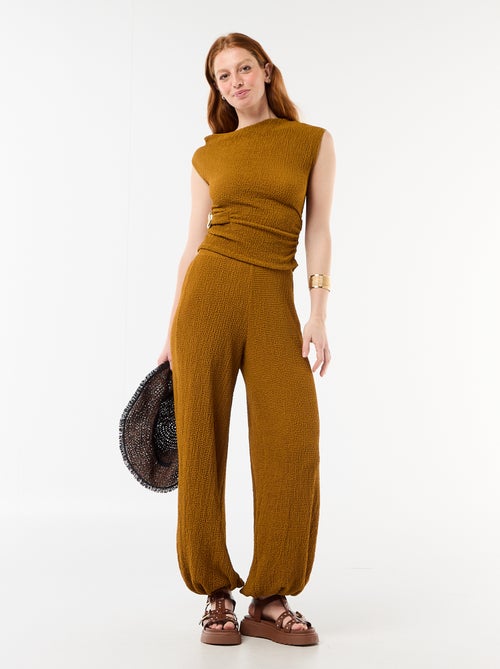Pantalon balloon en maille crinkle - Kiabi