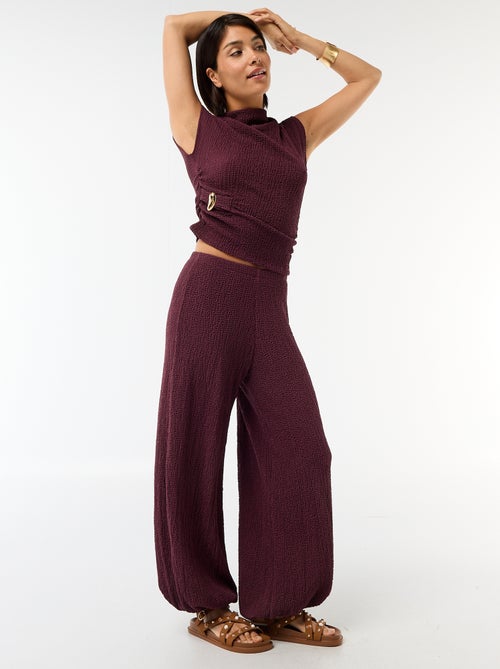Pantalon balloon en maille crinkle - Kiabi