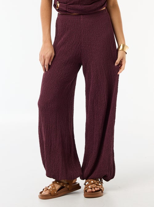 Pantalon balloon en maille crinkle - Kiabi