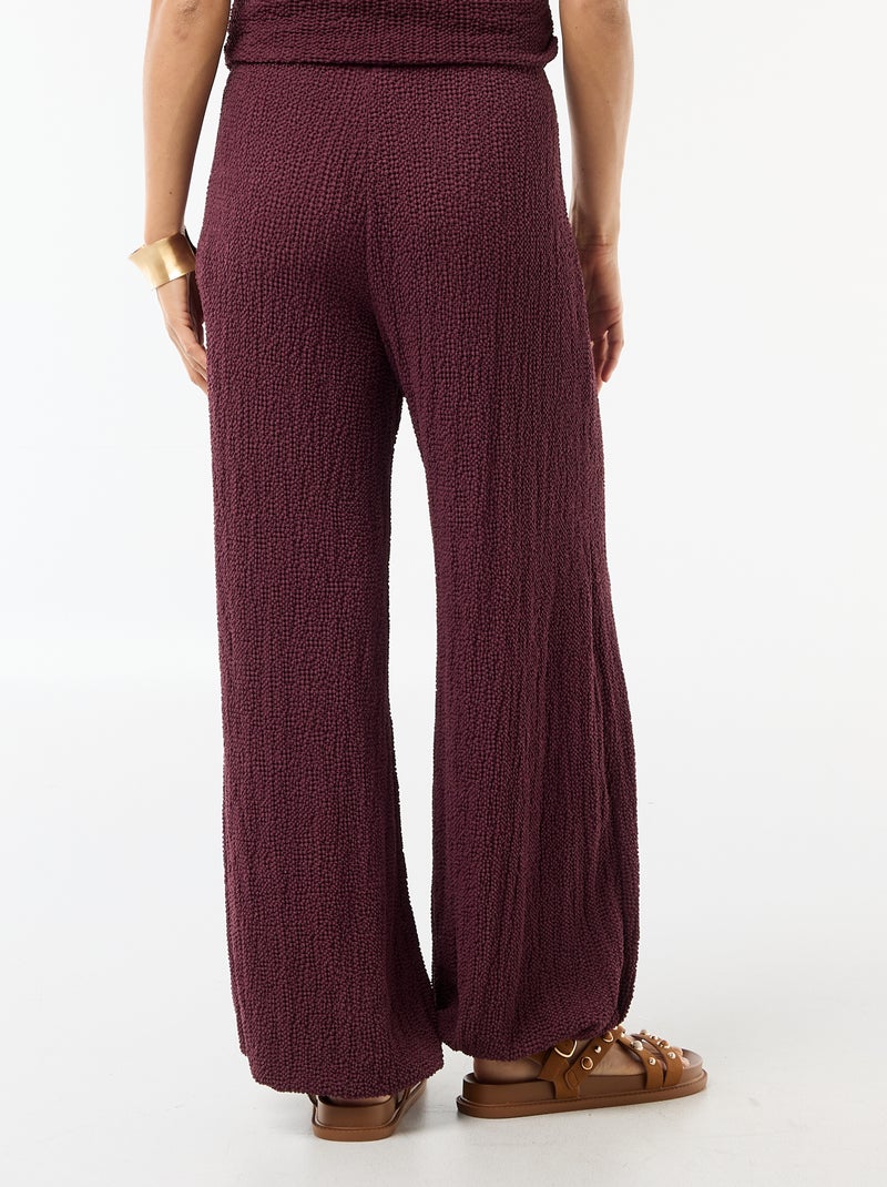 Pantalon balloon en maille crinkle Violet - Kiabi