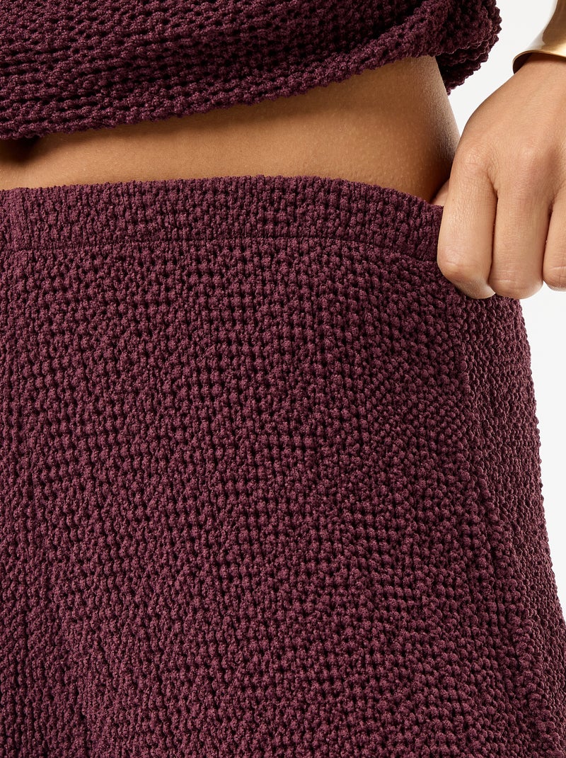 Pantalon balloon en maille crinkle Violet - Kiabi