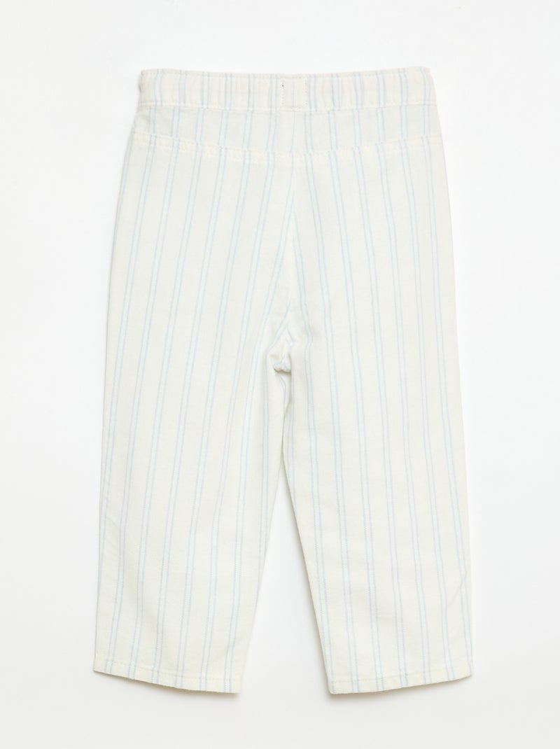 Pantalon blanc avec fines rayures Blanc - Kiabi