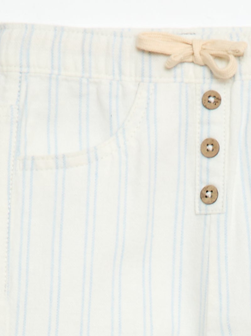 Pantalon blanc avec fines rayures Blanc - Kiabi