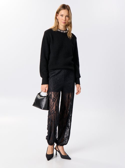 Pantalon boule en dentelle - Kiabi