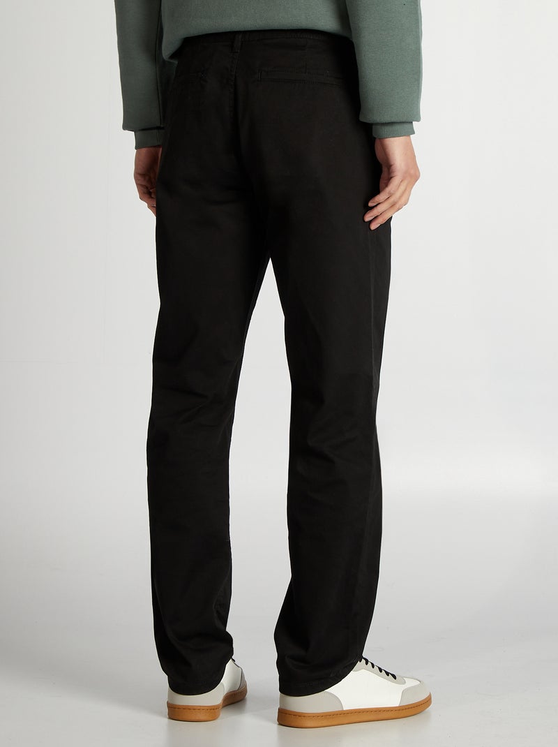 Pantalon chino en coton stretch L34 Noir - Kiabi