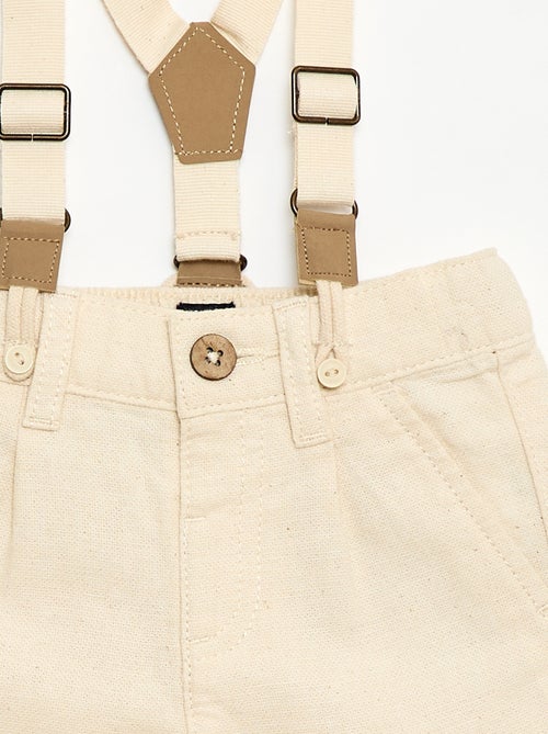 Pantalon chino en lin mélangé avec bretelles - Kiabi