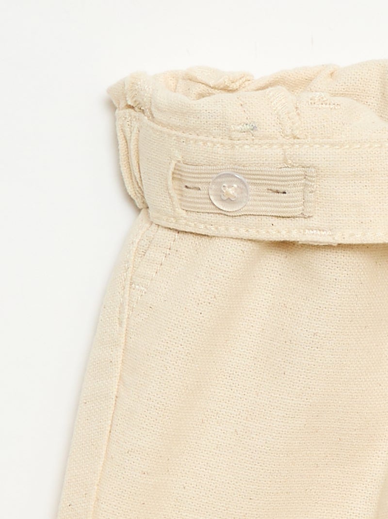 Pantalon chino en lin mélangé avec bretelles Blanc - Kiabi