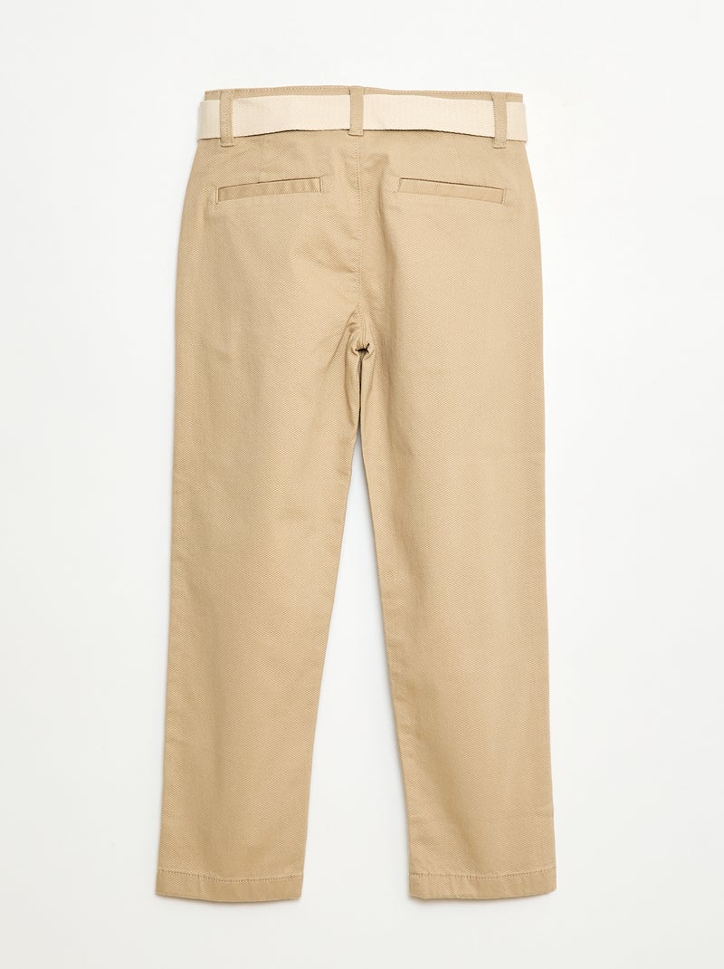 Pantalon chino en twill avec ceinture - 2 pièces Beige - Kiabi