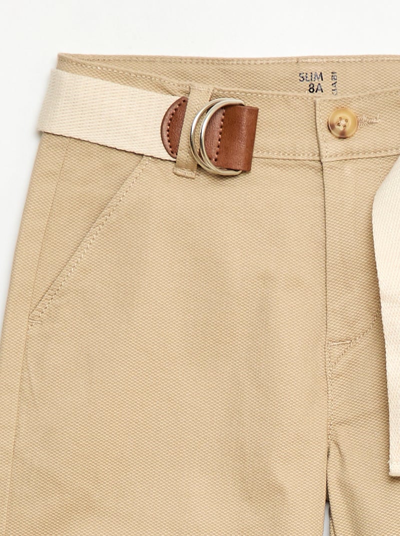 Pantalon chino en twill avec ceinture - 2 pièces Beige - Kiabi