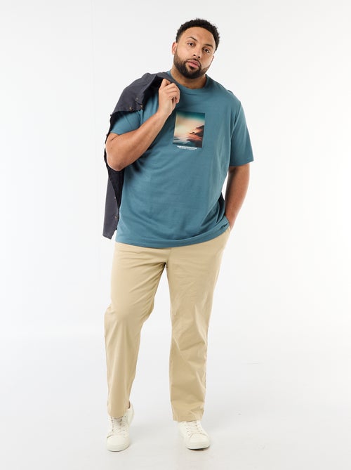 Pantalon chino en twill avec cordons de serrage - Kiabi