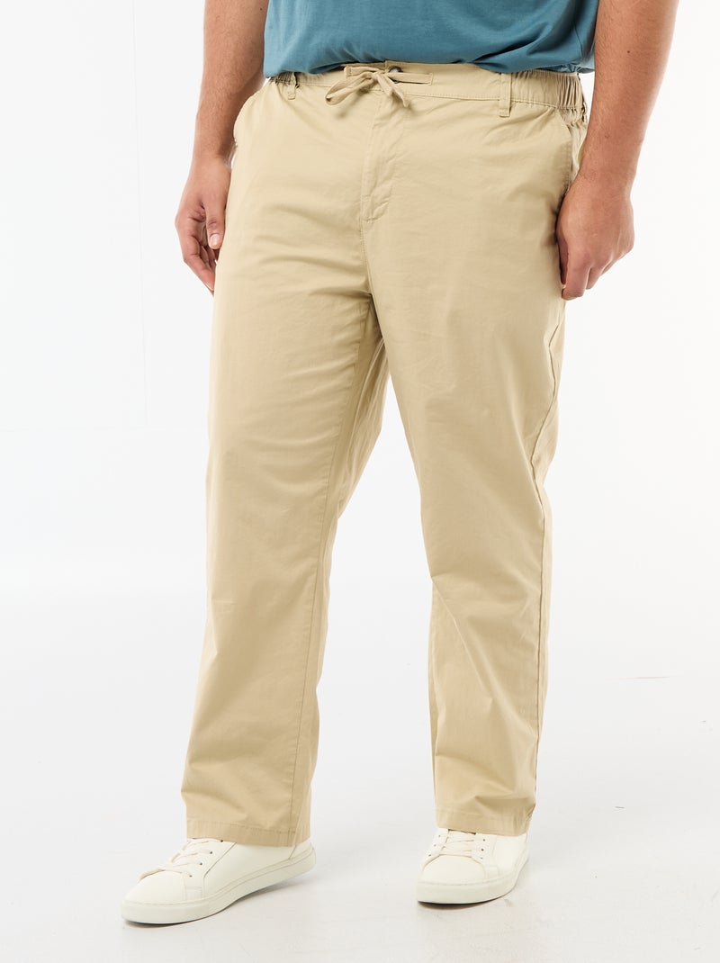 Pantalon chino en twill avec cordons de serrage Beige - Kiabi