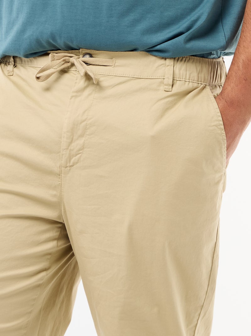 Pantalon chino en twill avec cordons de serrage Beige - Kiabi