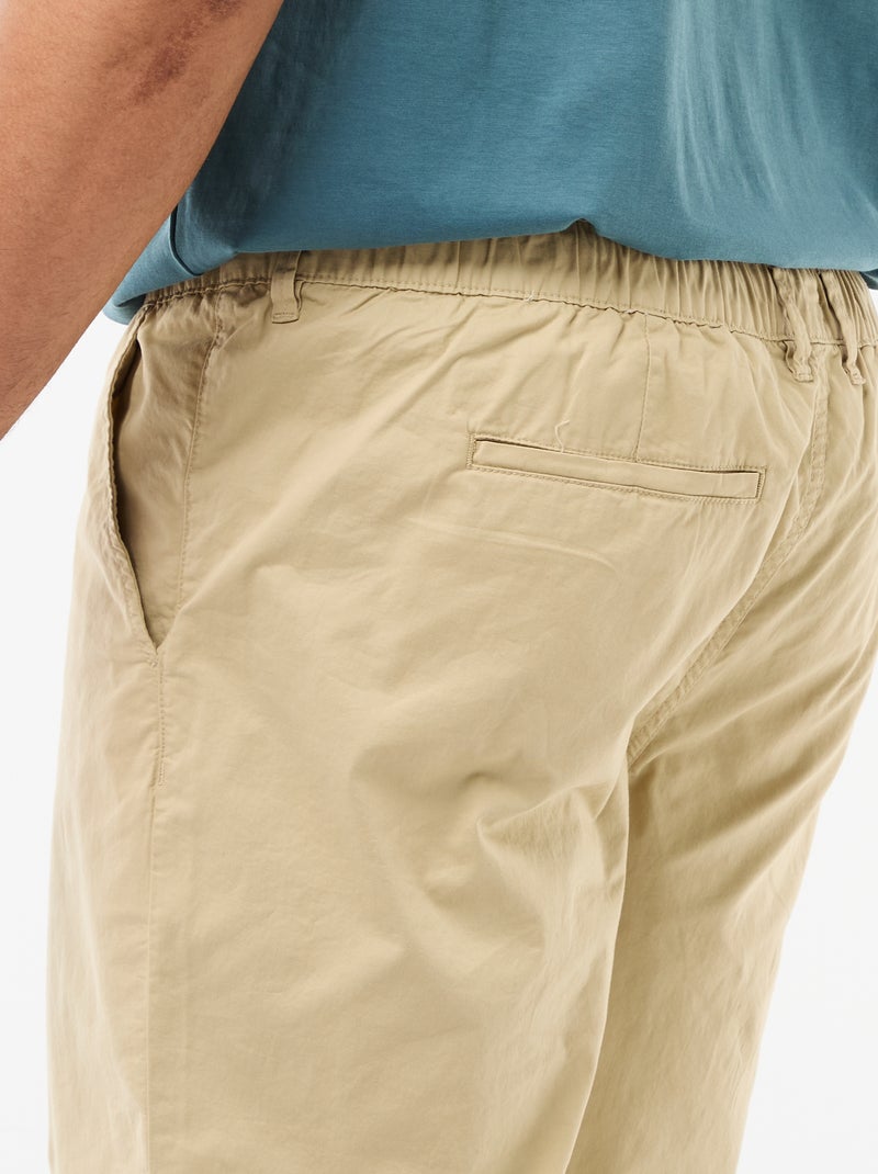 Pantalon chino en twill avec cordons de serrage Beige - Kiabi