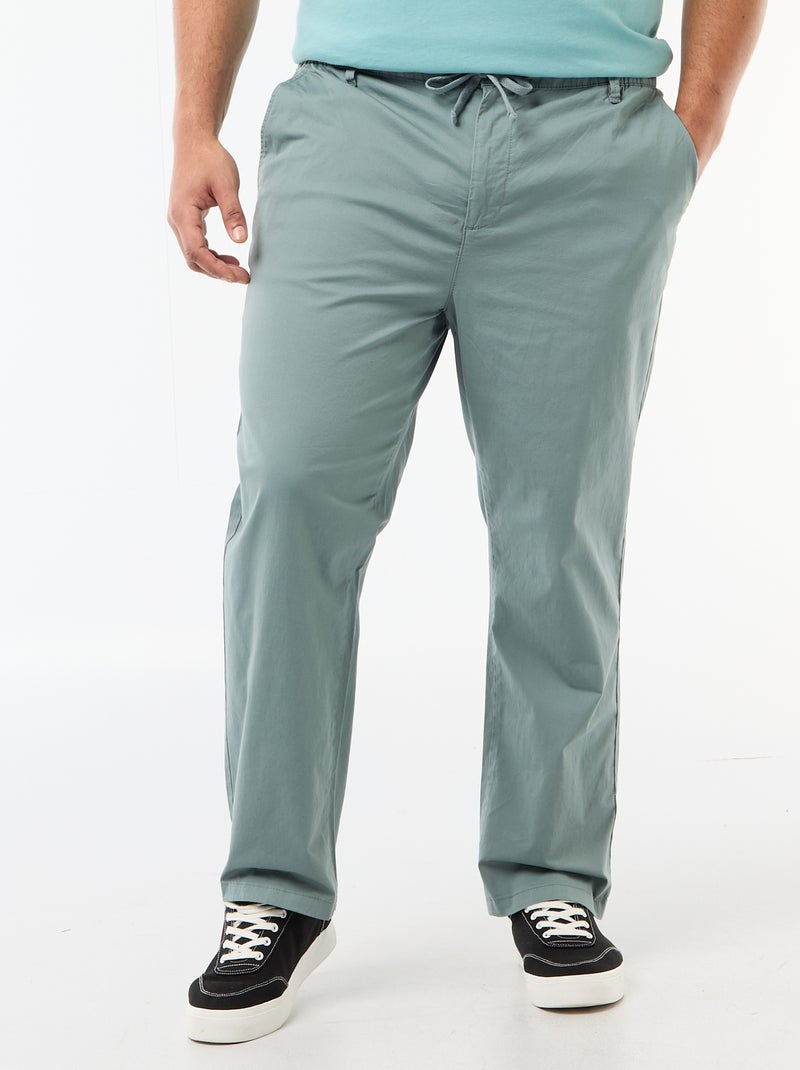 Pantalon chino en twill avec cordons de serrage Bleu - Kiabi