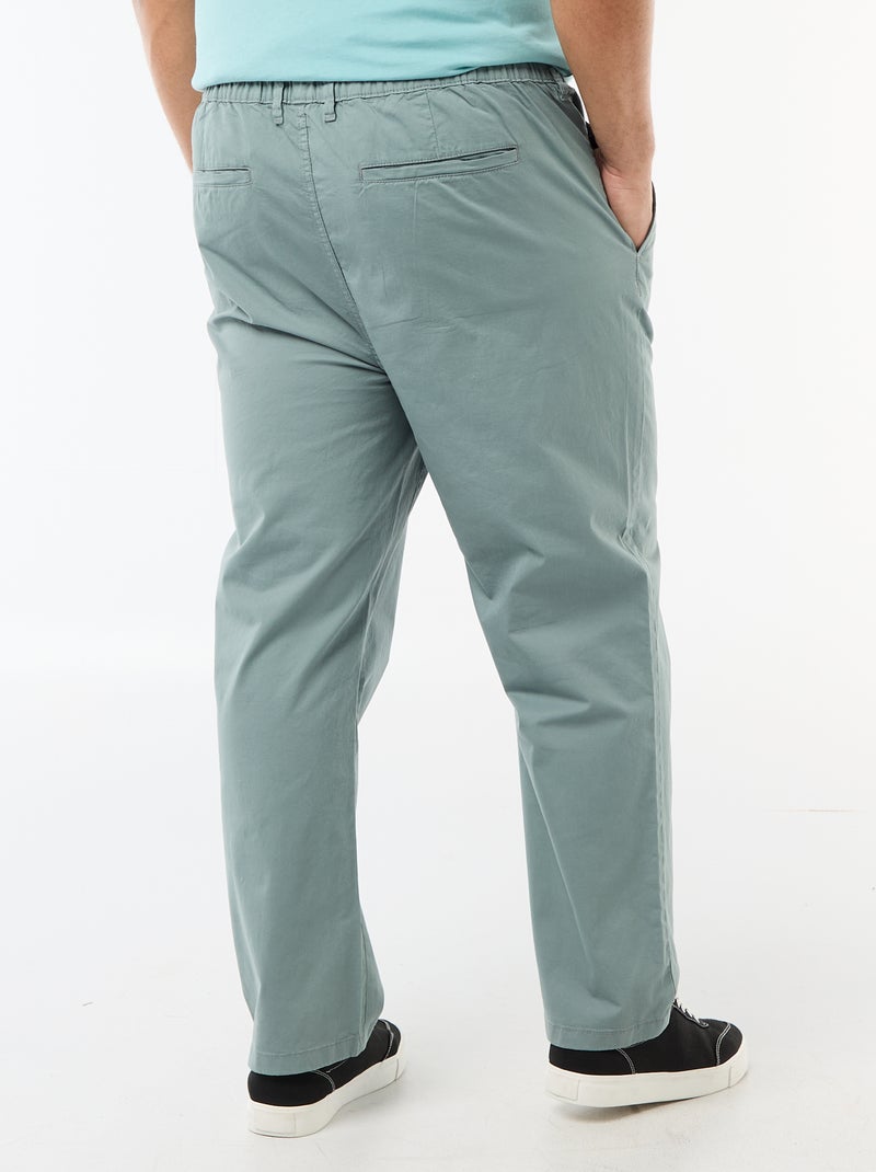 Pantalon chino en twill avec cordons de serrage Bleu - Kiabi