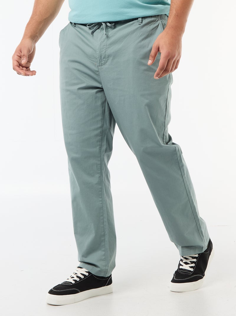 Pantalon chino en twill avec cordons de serrage Bleu - Kiabi