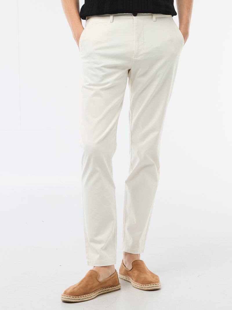 Pantalon chino en twill Blanc - Kiabi