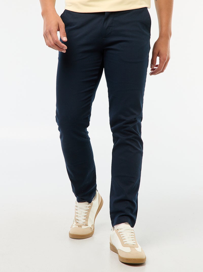 Pantalon chino en twill Bleu - Kiabi