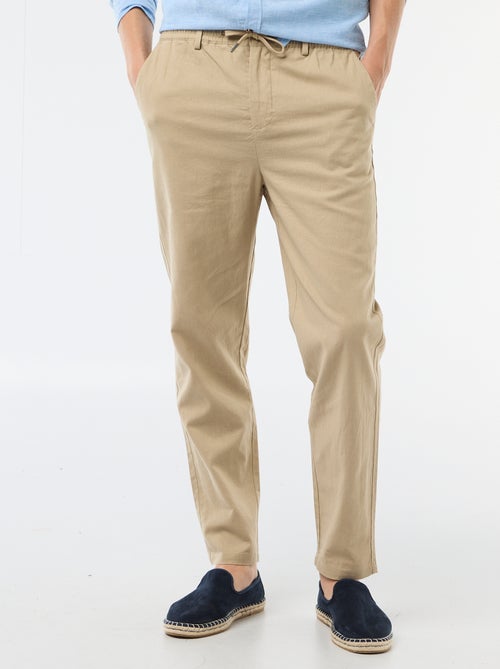 Pantalon chino regular en lin mélangé - Kiabi