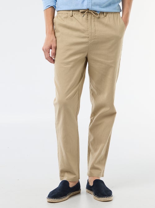 Pantalon chino regular en lin mélangé - Kiabi