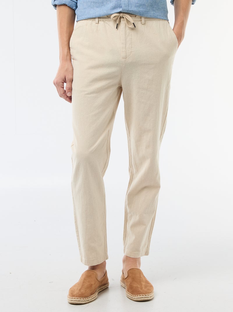 Pantalon chino regular en lin mélangé Blanc - Kiabi