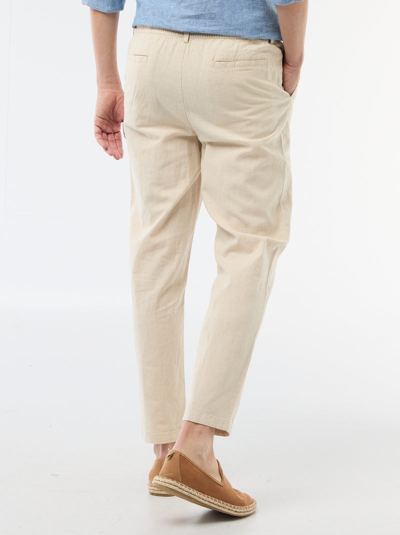 Pantalon chino regular en lin mélangé Blanc - Kiabi