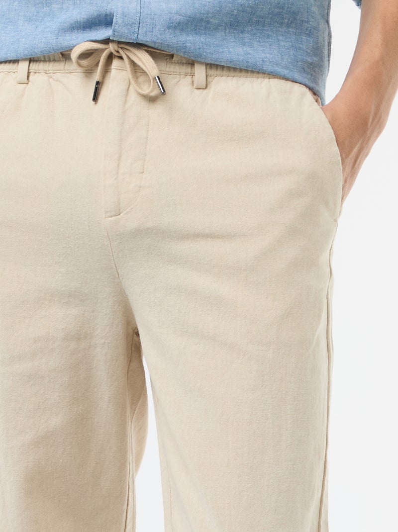 Pantalon chino regular en lin mélangé Blanc - Kiabi