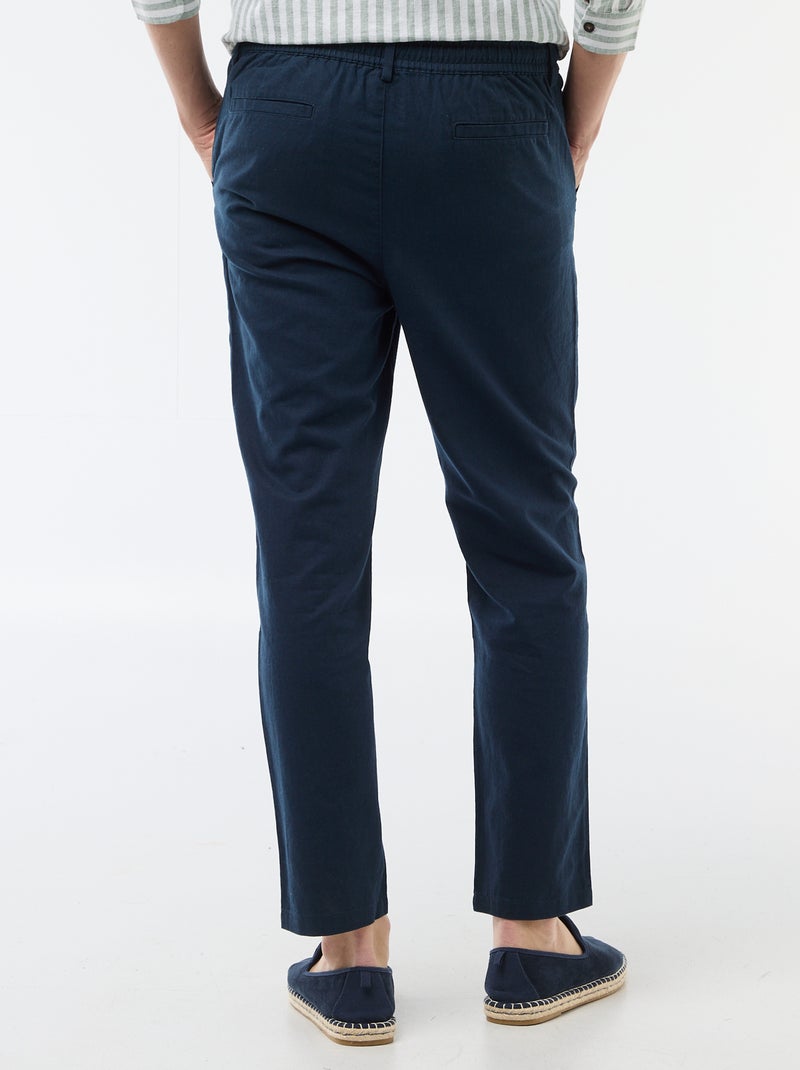 Pantalon chino regular en lin mélangé Bleu - Kiabi