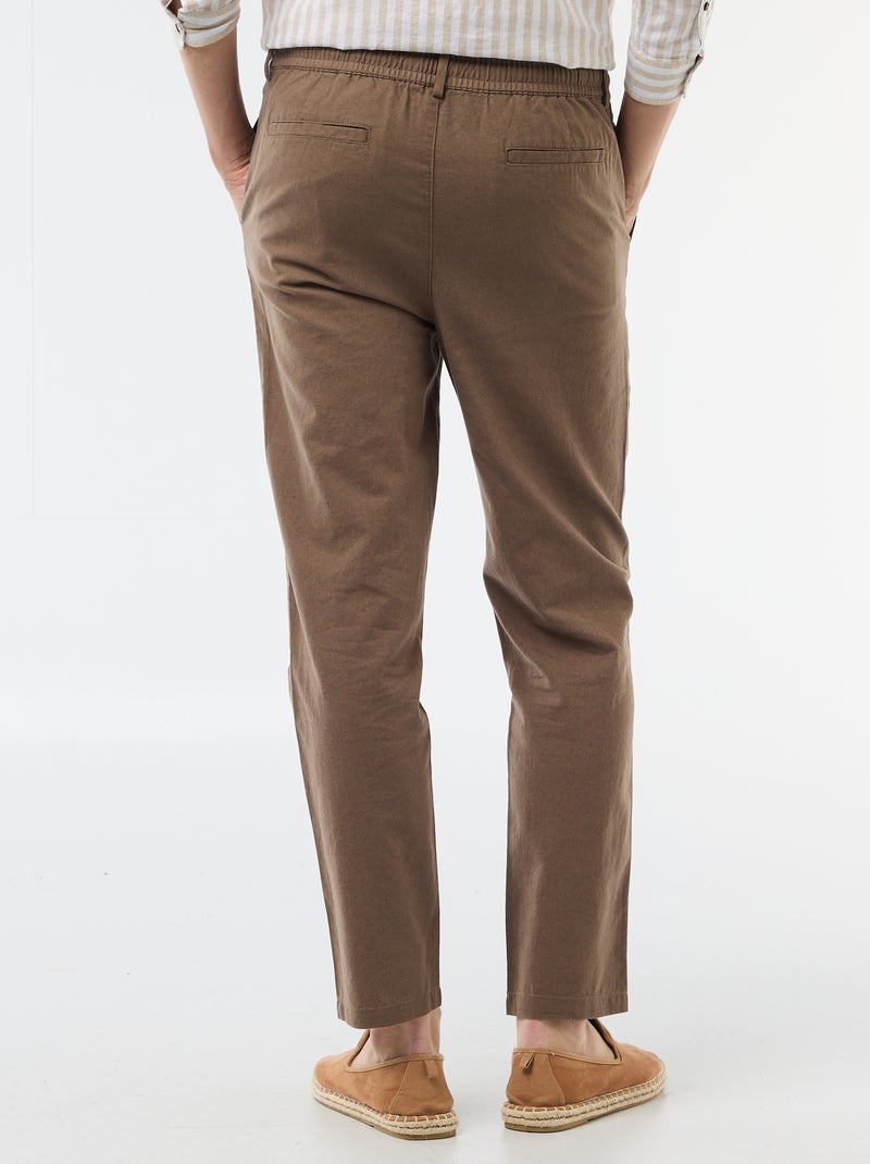 Pantalon chino regular en lin mélangé Marron - Kiabi