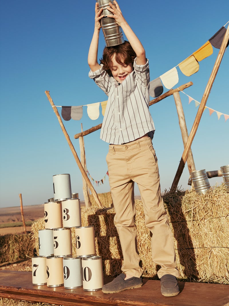 Pantalon chino slim Beige - Kiabi